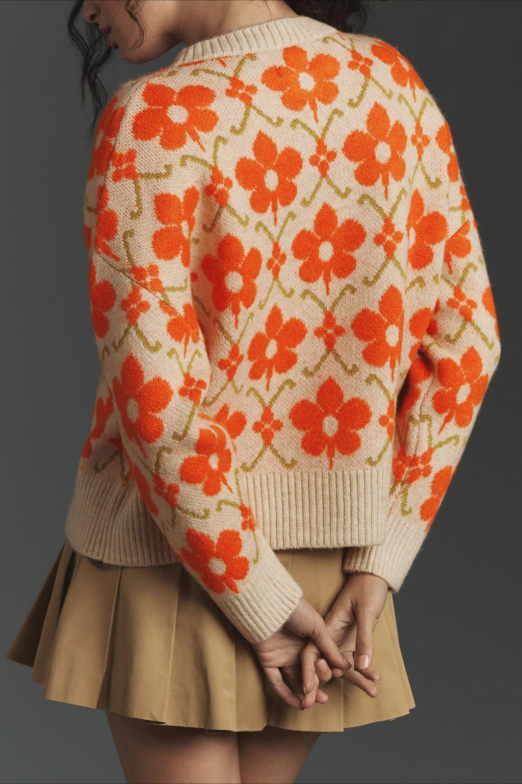 Jacquard Long Sleeve Knit Cardigan