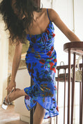 Julie Velvet Burnout Backless Midi Dress