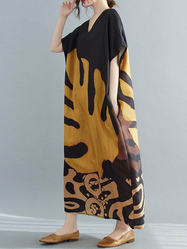 Loose Leaf Printed Midi Dress