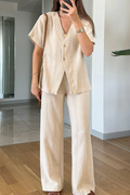 V-neck Short Sleeves & Pants Two-piece Set