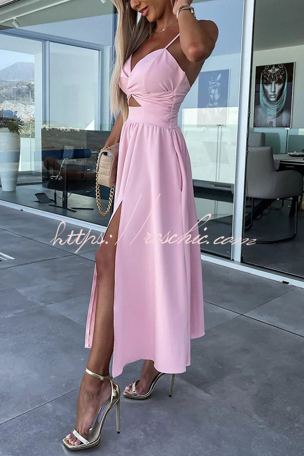 Florida Keys Cutie Pocketed Cutout Slit Midi Dress
