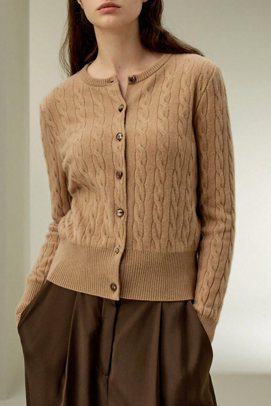 Cable Knit Button Cardigan Sweater