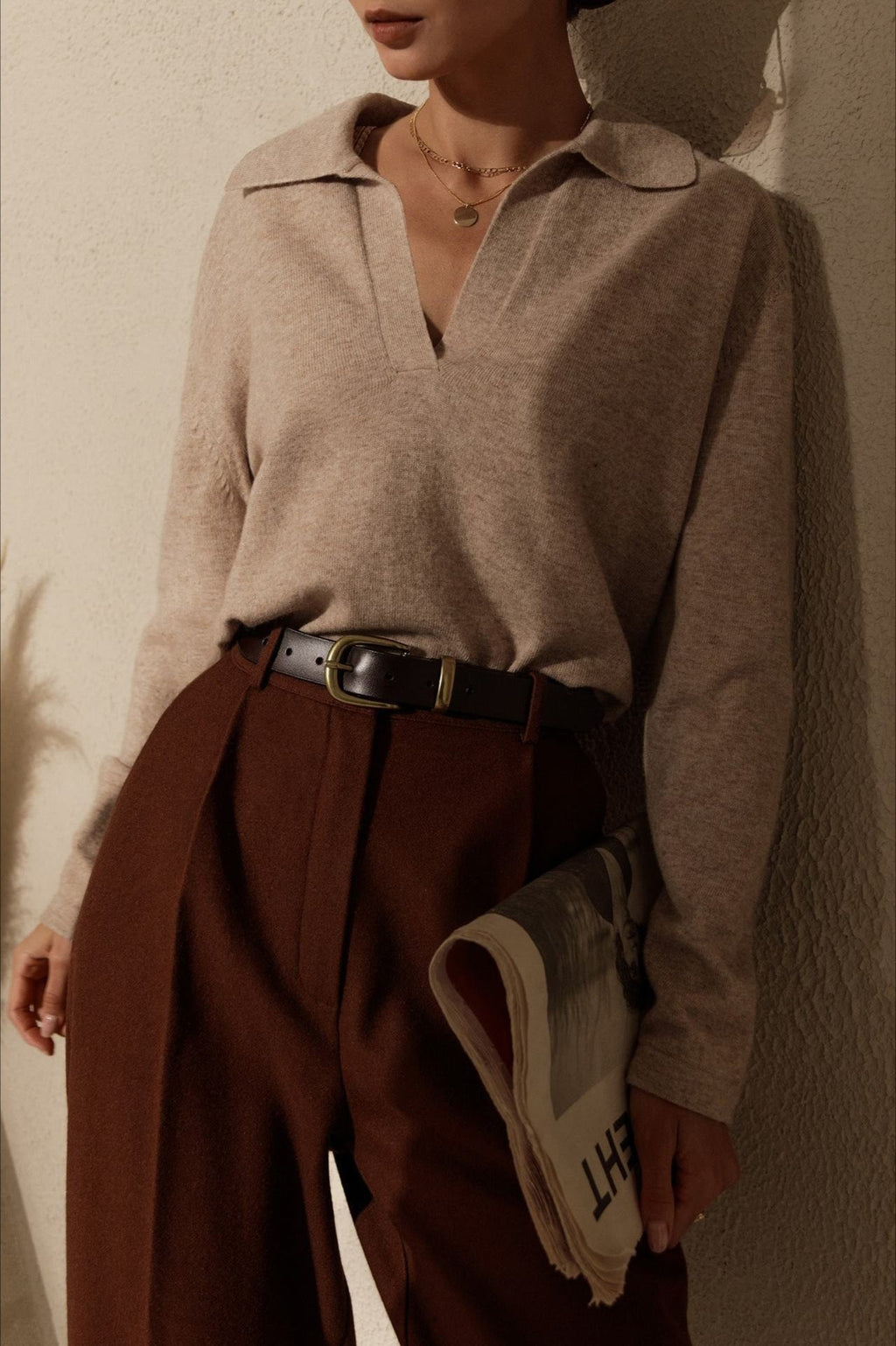 French-style Lapel Knit Sweater