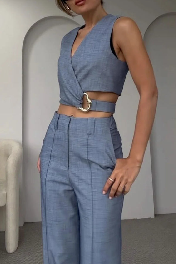 Crossover Vest & Pants Two-piece Set
