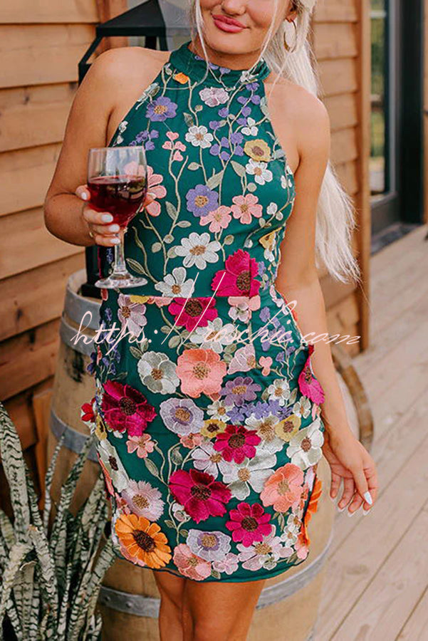 Wish Upon a Dream Applique Halter Mini Dress