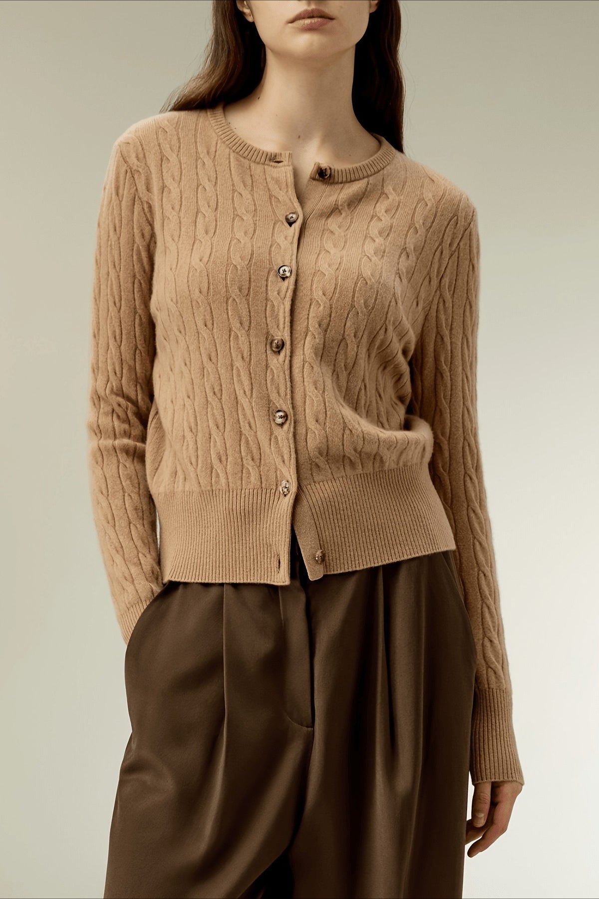 Cable Knit Button Cardigan Sweater