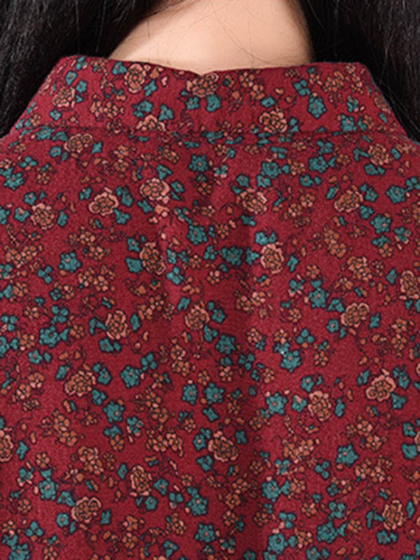 Original Lapel Frenum Printed Midi Dress