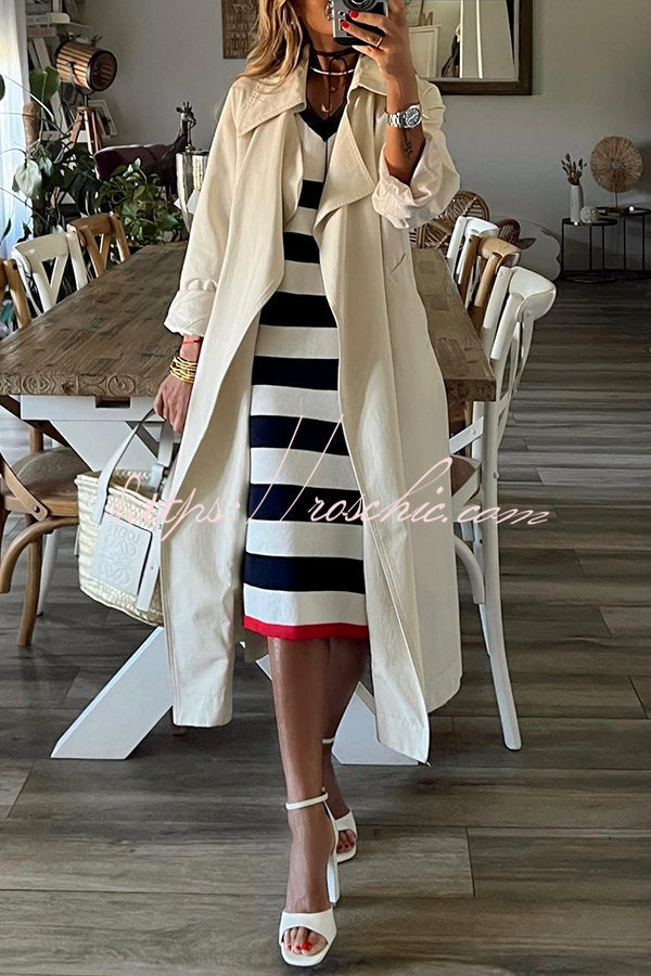 Cutest in the Room Striped V-neck Loose Slit Midi Dress