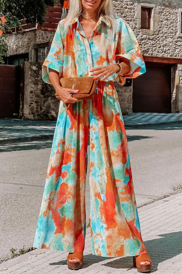 Blooming Loose Waist Wide-leg Jumpsuit