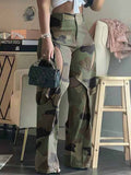 Camo Print Cut Out Loose Cargo Pants Bo5016