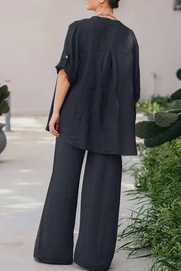 Loose Color Shirt Pants Set