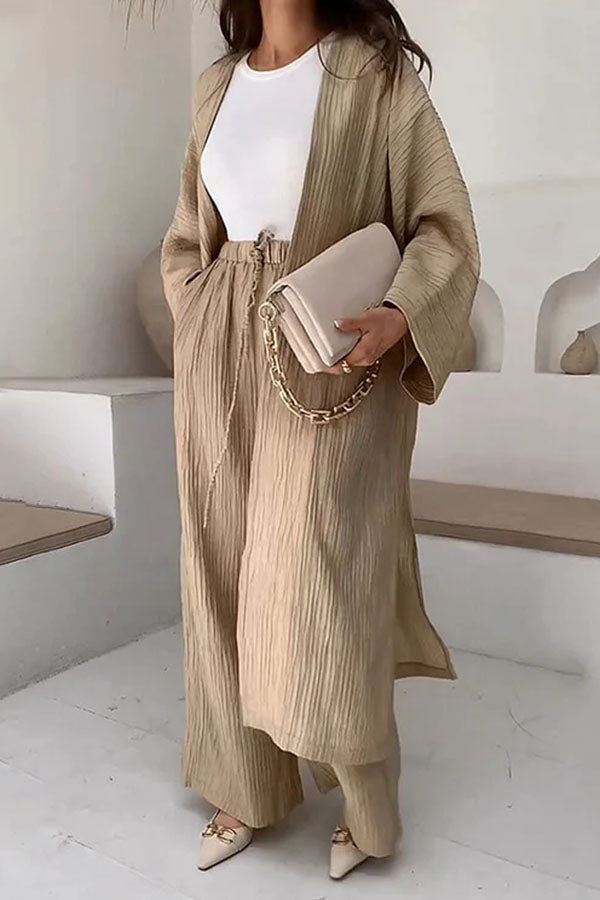 Long Slit Cardigan Two-piece Set