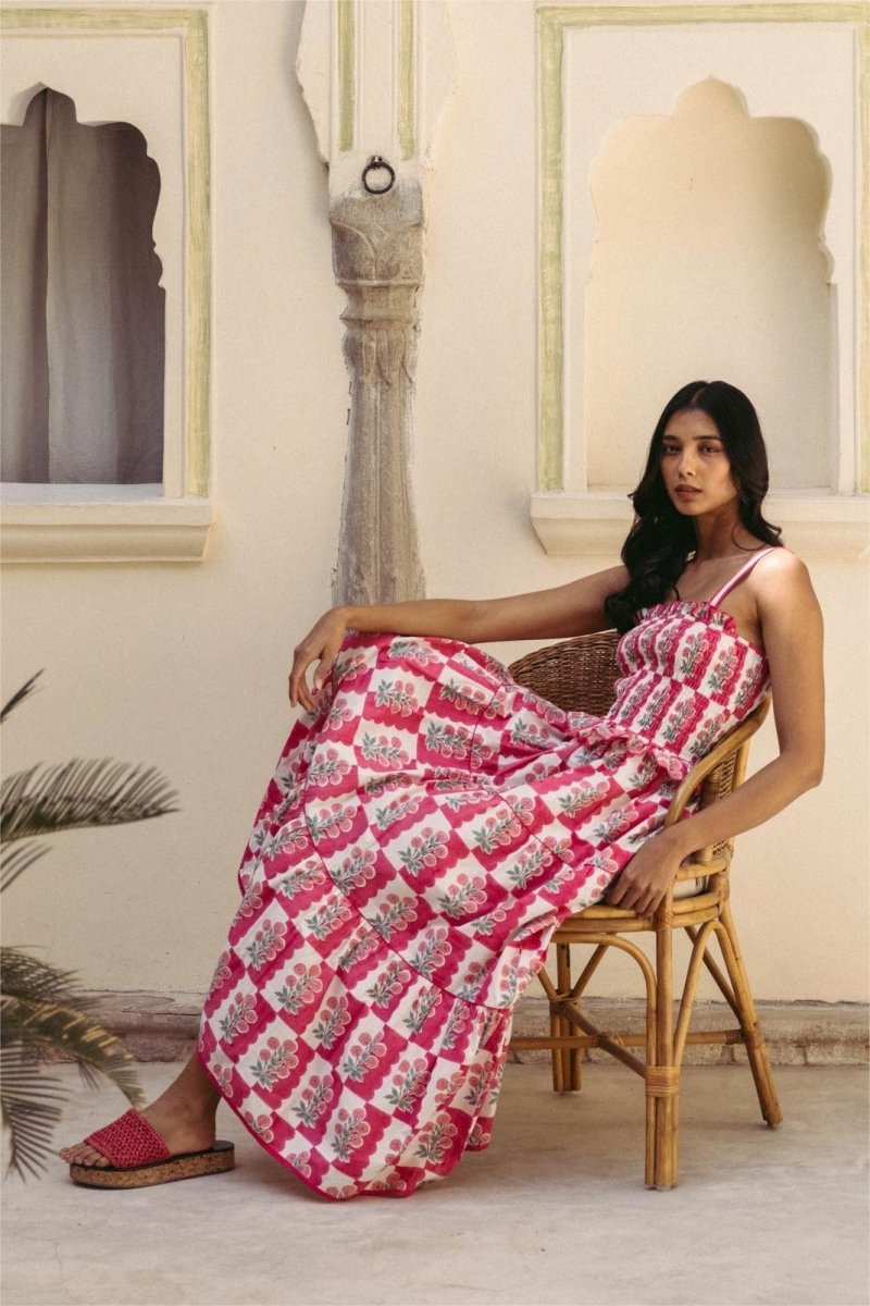 Damla Smocked Cami Maxi Dress