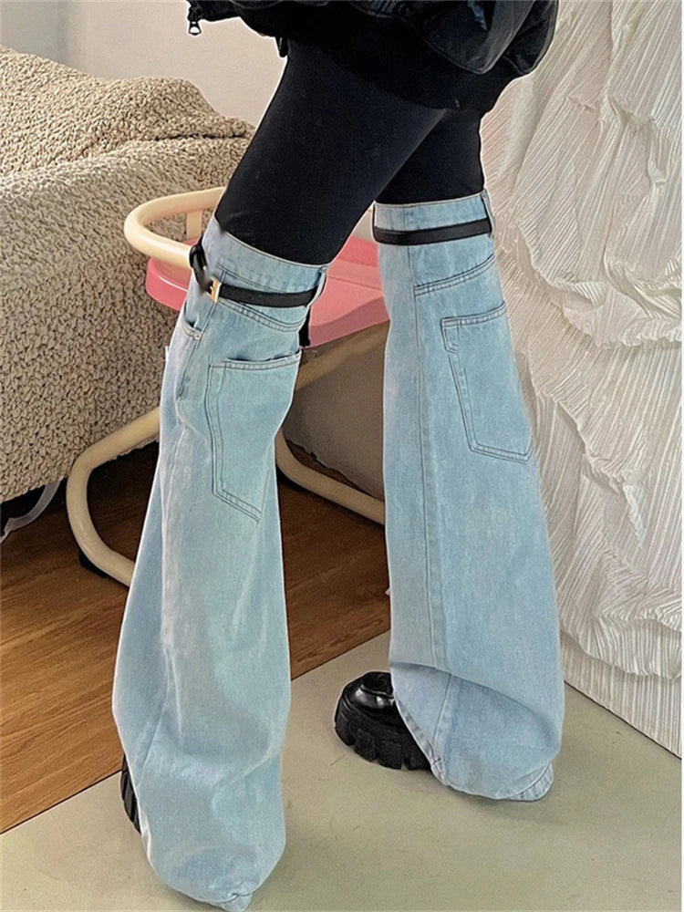 ’s Palazzo Trousers Wide Jeans Loose Denim Pants Summer New Low Rise Jeans