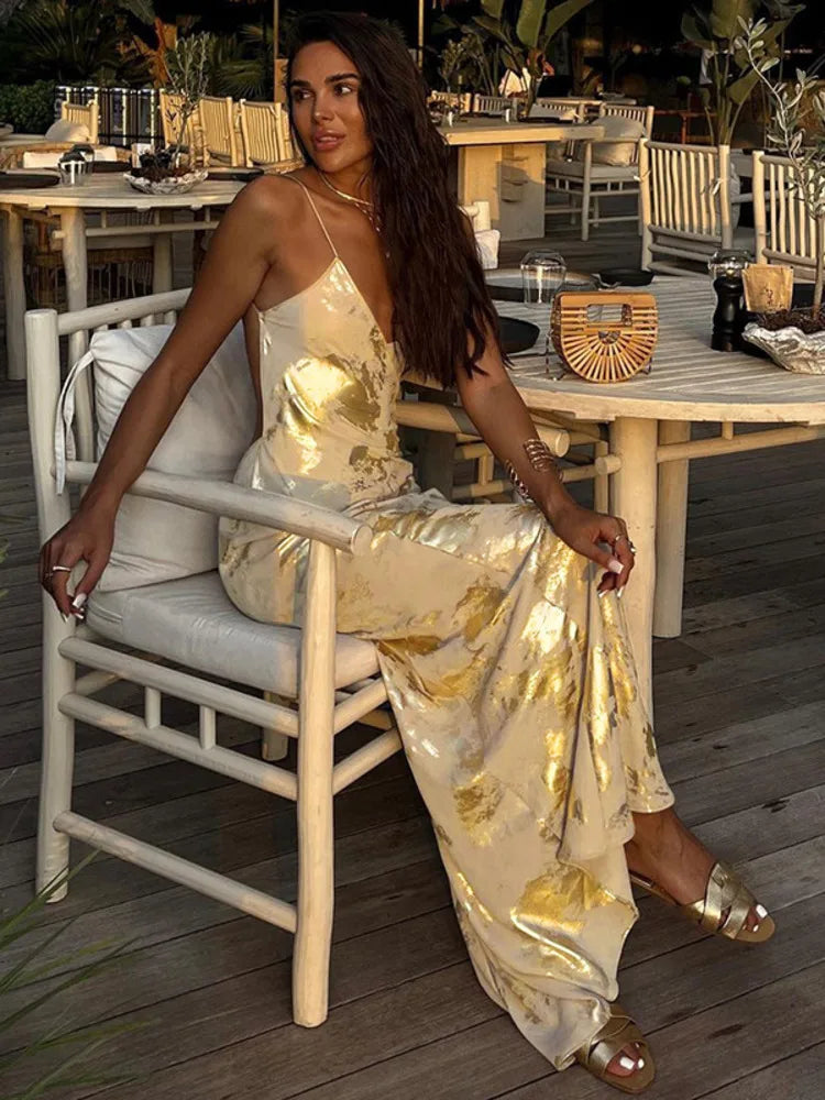 Spaghetti Strap Backless Bodycon Dress V Neck Backless Slipdress Club Party Long Dress