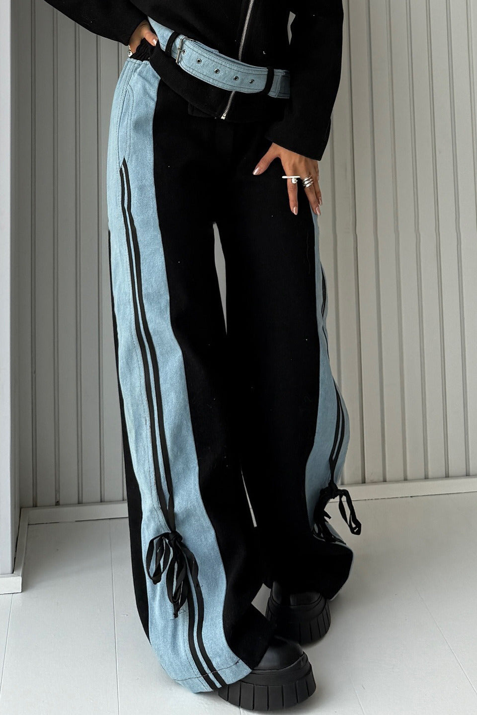 Workwear Stripe Panel Straight Leg Pants