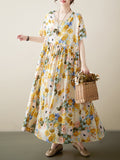 A-line Loose Printed Round-neck Midi Dresses