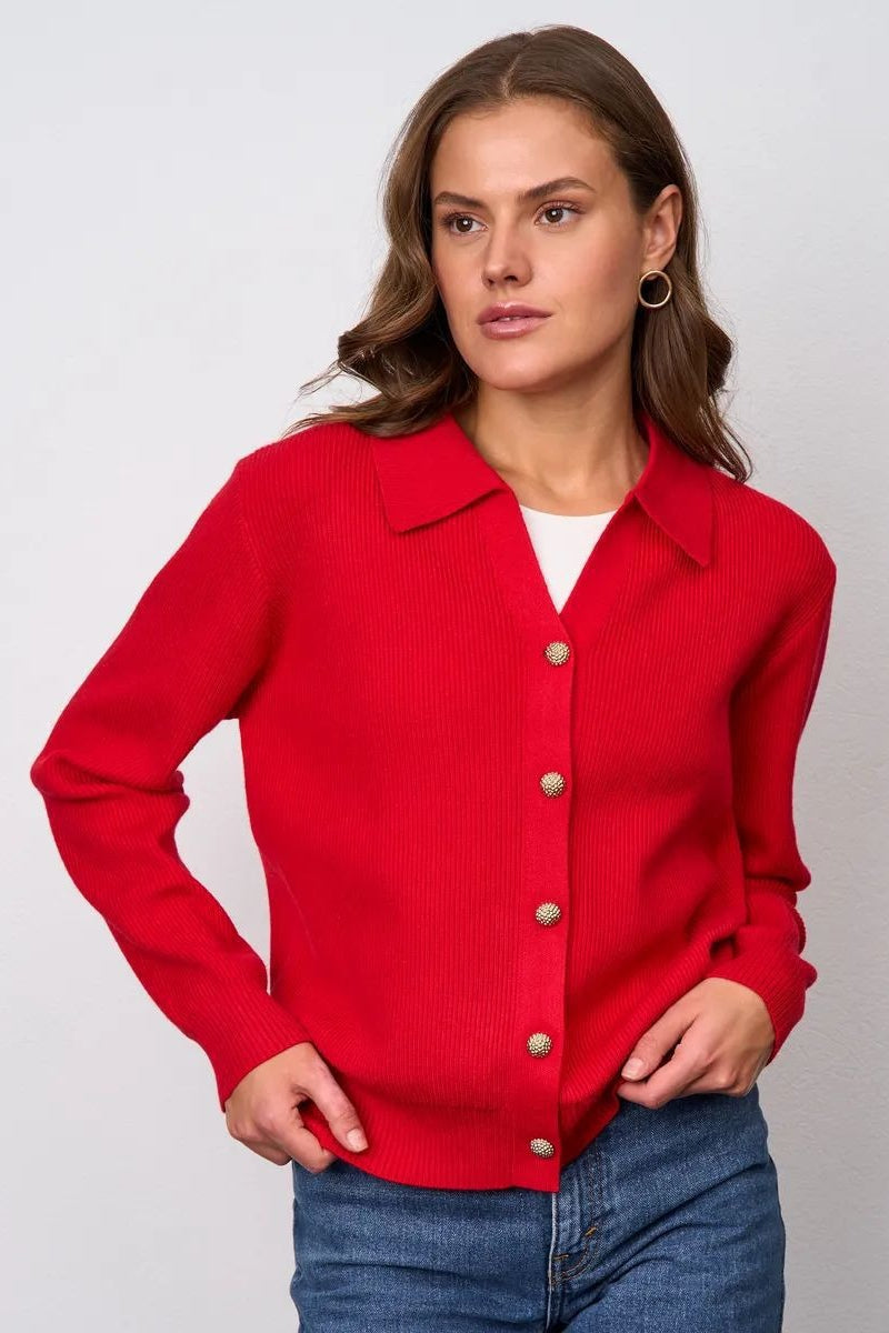 V Neck Button Down Cardigan