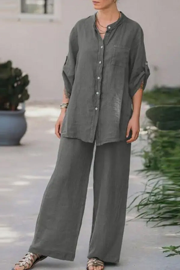 Loose Color Shirt Pants Set