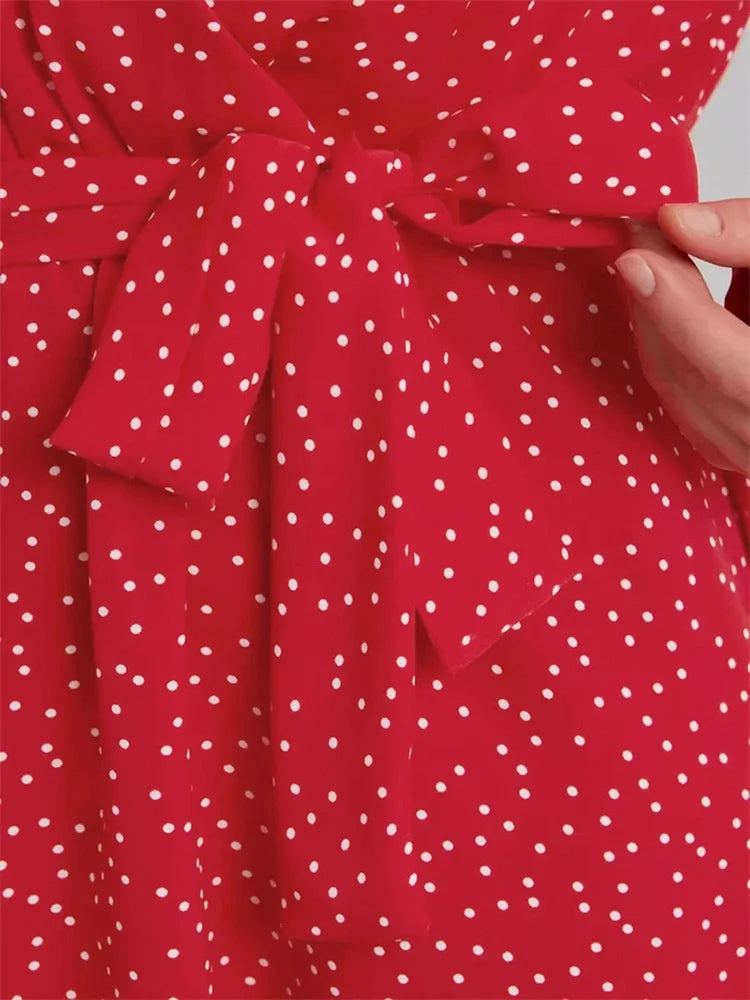 Lace-up High Waist V-neck Mini Dress for Slim Long Sleeve Bandage Dress Female Printed Dress Summer