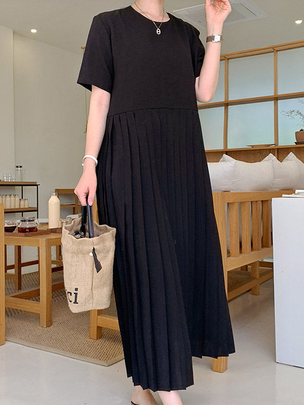 Urban Ruffled Split-joint High Waisted Short Sleeves Midi Dress
