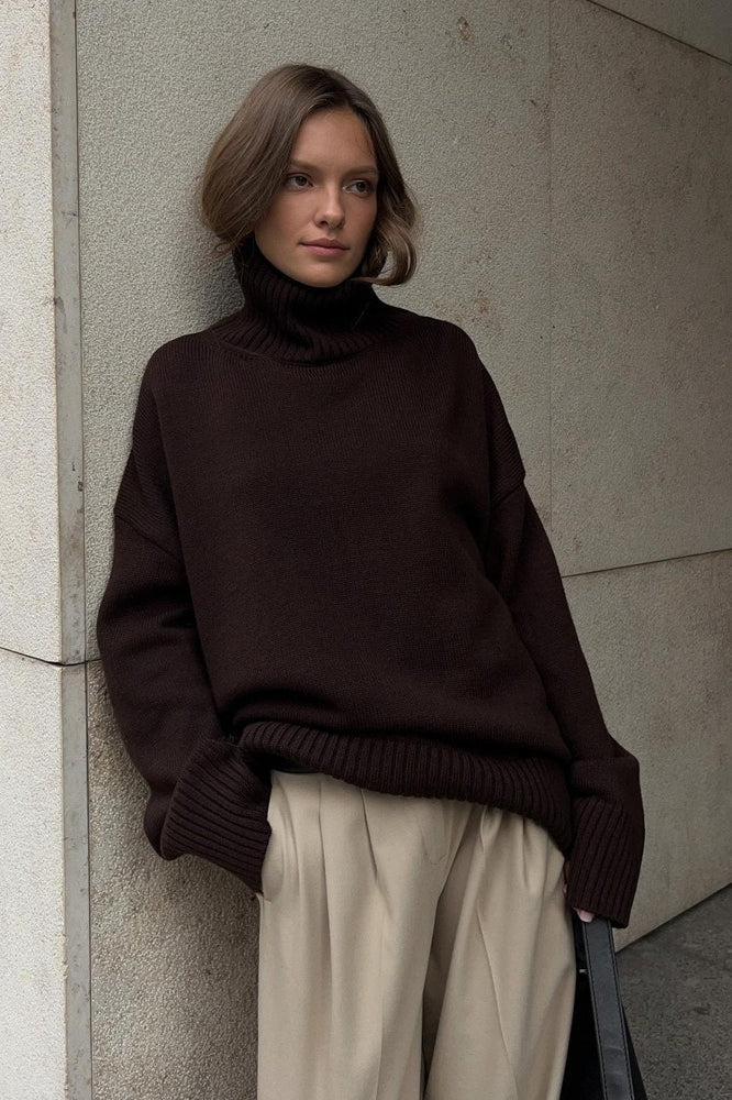Loose Fit Turtleneck Euro Knit Sweater