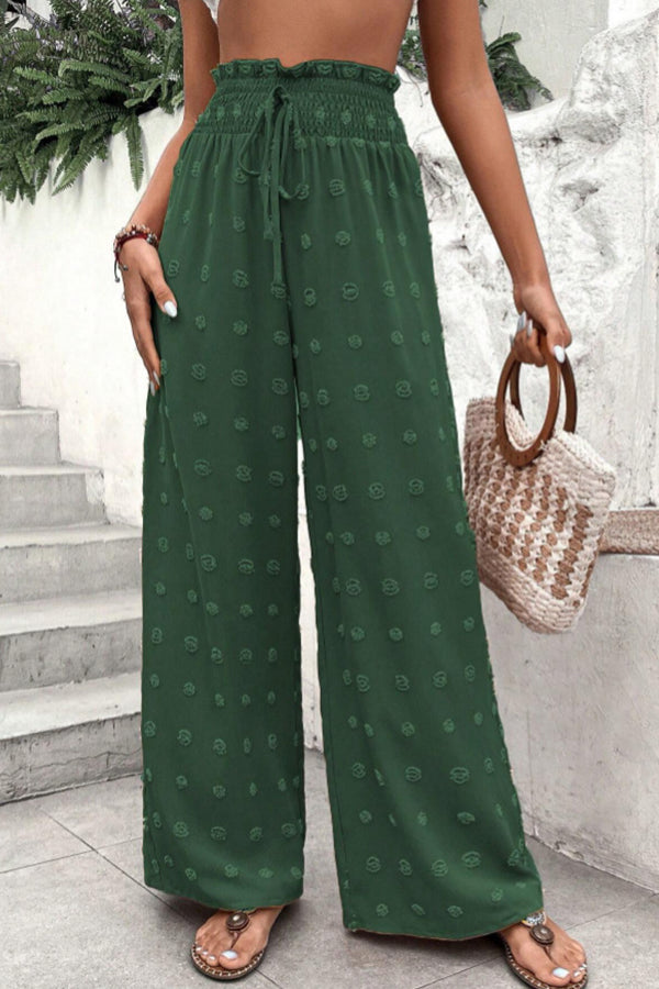 High Waist Jacquard Wide Leg Pants Trousers