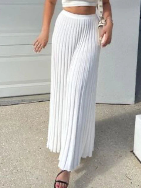 New White Knit Two Piece Sets Fall Ribbed Tank Top and Pleated Knitted Skirt Suits for Long Dress Sets Summer