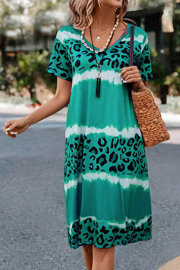 Gradient Leopard Print Midi Dress