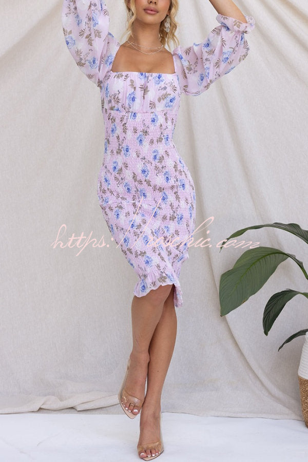 Midnight Beauty Smocked Midi Dress