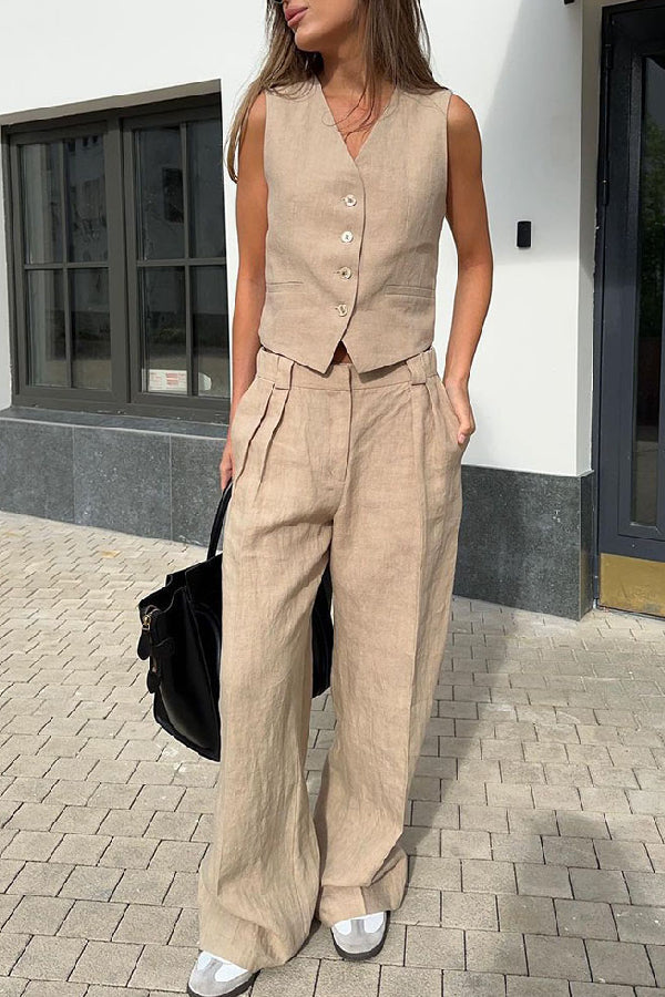 Sleeveless Vest Low Waist Pants Two Piece Set