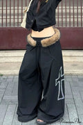 Detachable Fur-collar Loose Wide-leg Pants