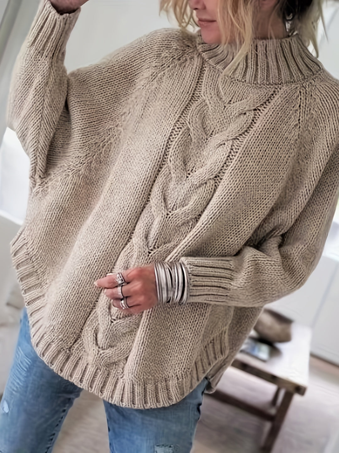Sheerah - Loose Turtleneck Sweater