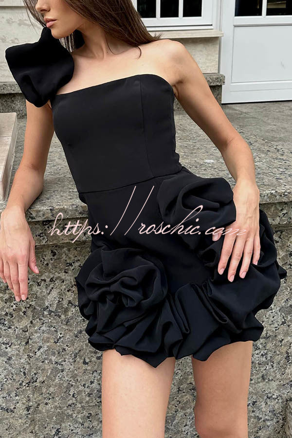 Delightful and Vibe Off Shoulder Flounce Bottom Mini Dress