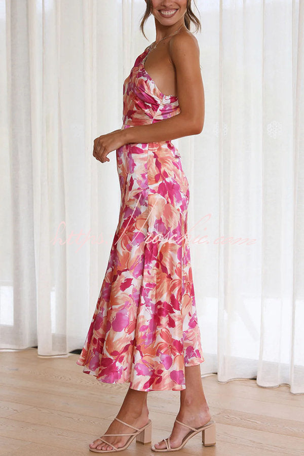Buy Myself Flowers One Shoulder Midi Dress