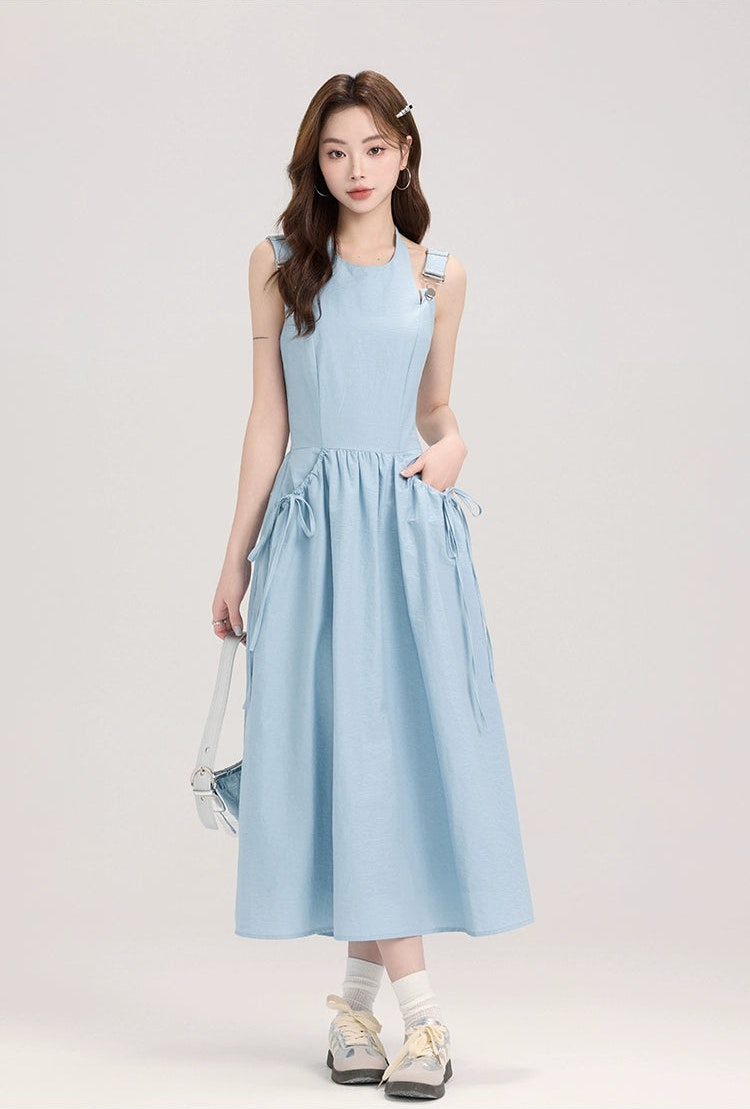 Overall Midi Dress With Side Ties
