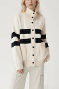 Color Block Stripe Turtleneck Loose Knit Cardigan
