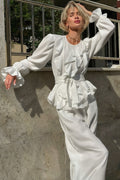 Bell Sleeve Top and Wide Leg Pants Two Piece Set