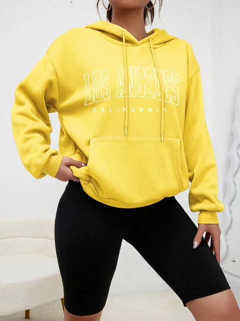 Los Angeles Art Letter Design American Style Sweatshirt Autumn Hip Hop Female Hoodies Fleece Top