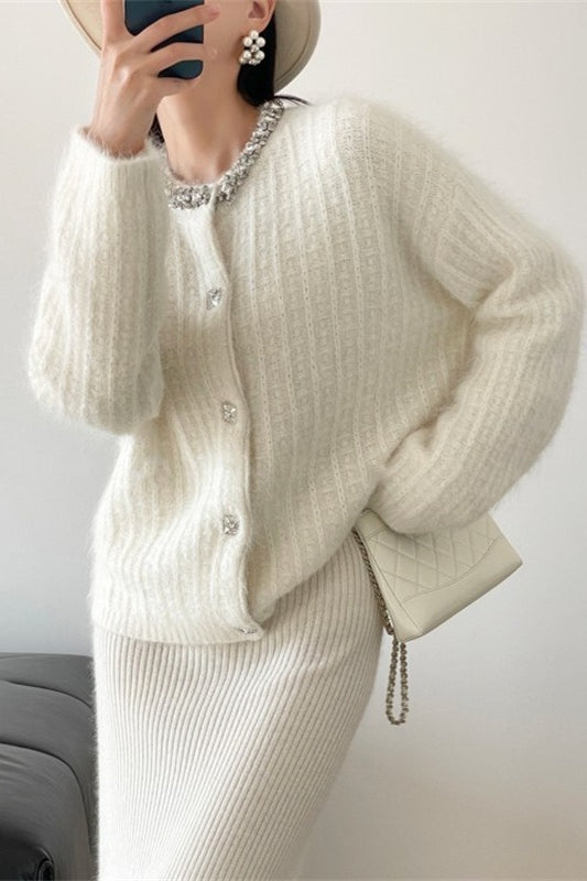 V-neck Slim-fit Knit Cardigan