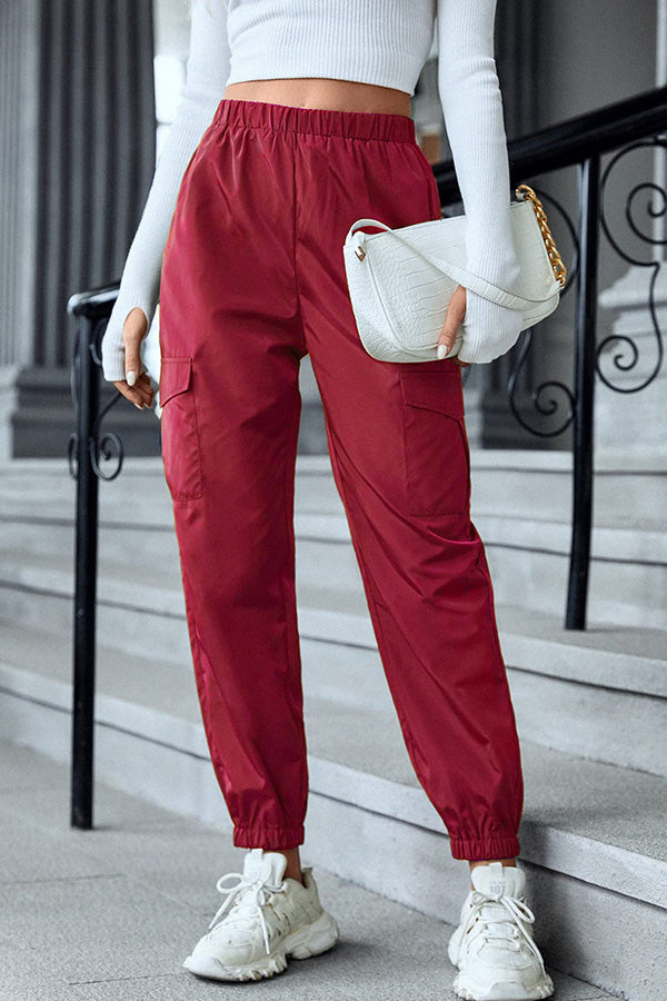 Multicolor Cargo Pants Multi-pocket Skinny Pants