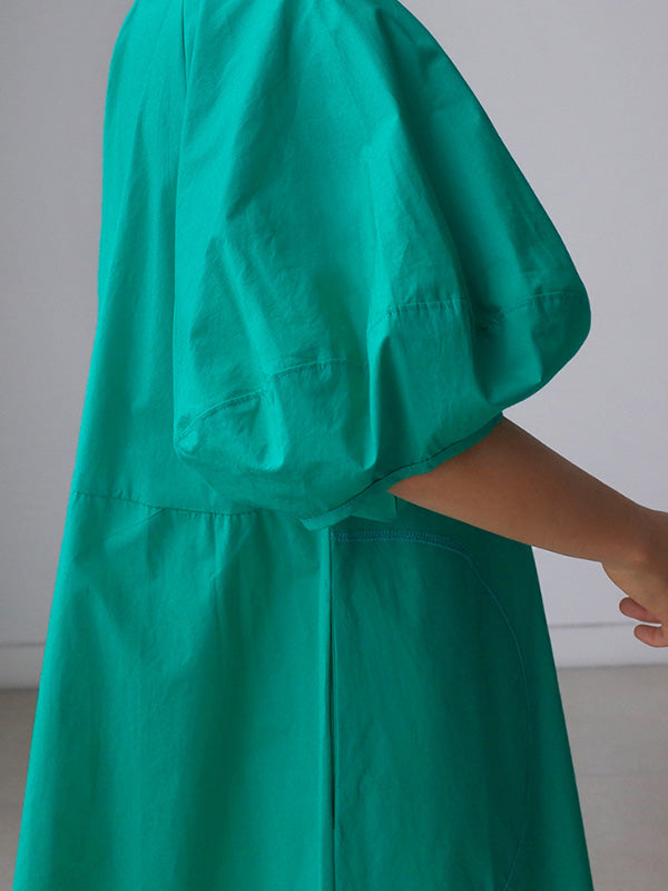 Original Bishop Sleeve Color Midi Dress
