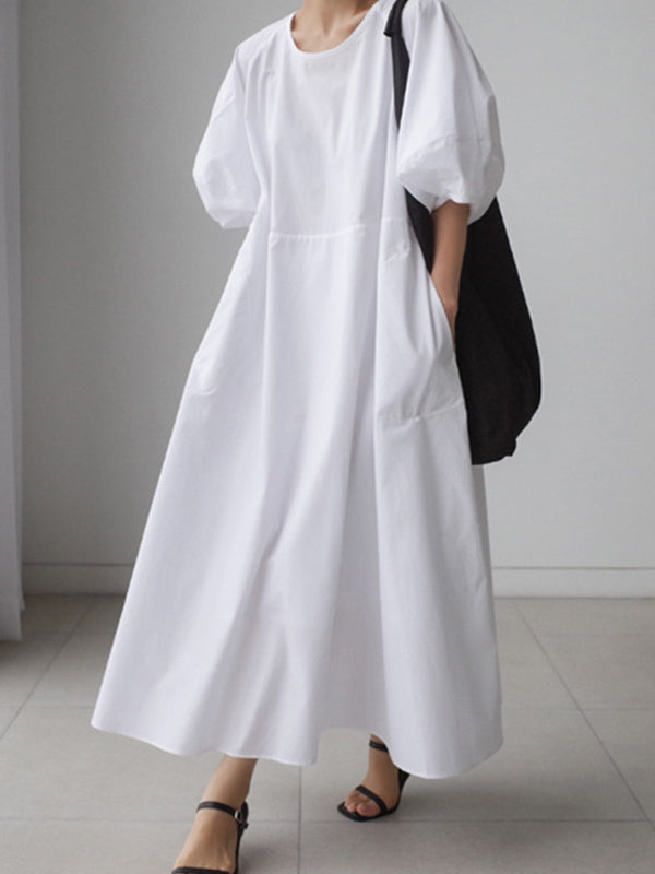 Original Bishop Sleeve Color Midi Dress