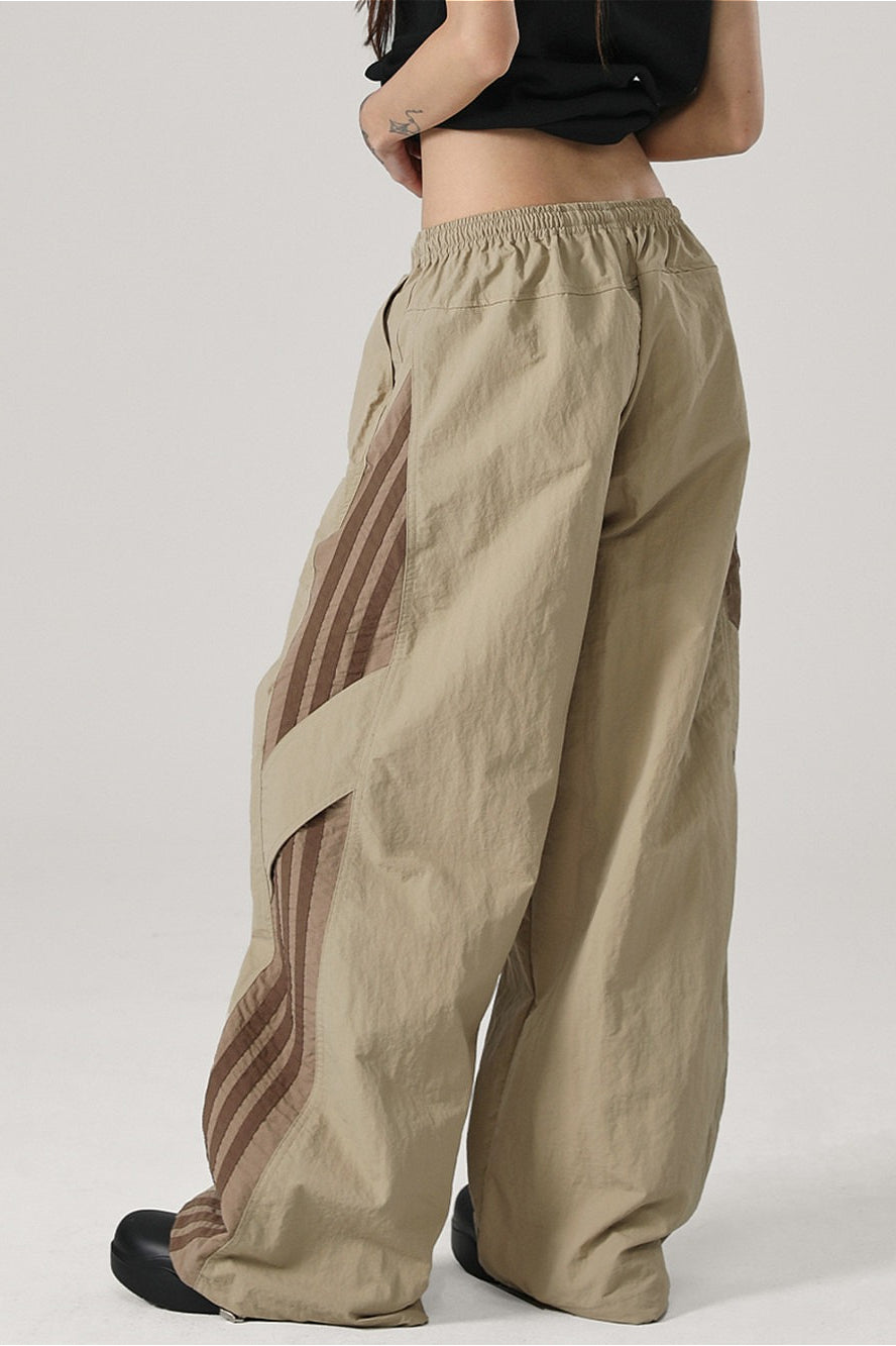 Color Block Stripe Quick Dry Loose Pants