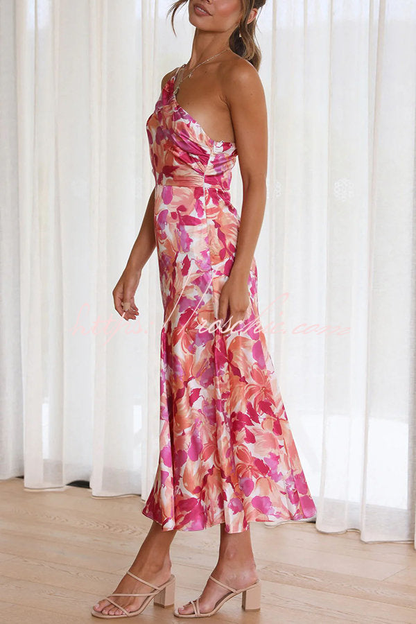 Buy Myself Flowers One Shoulder Midi Dress