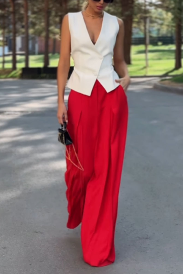 Vest & Wide Leg Pants Two-piece Set