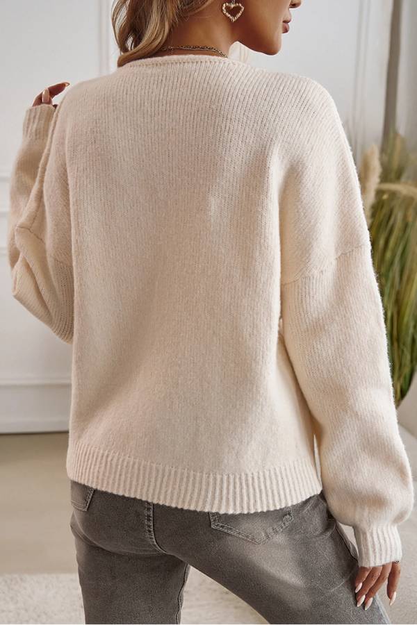 Apricot Loose Cardigan Tie Color Sweater