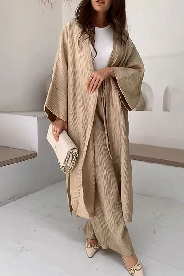 Long Slit Cardigan Two-piece Set