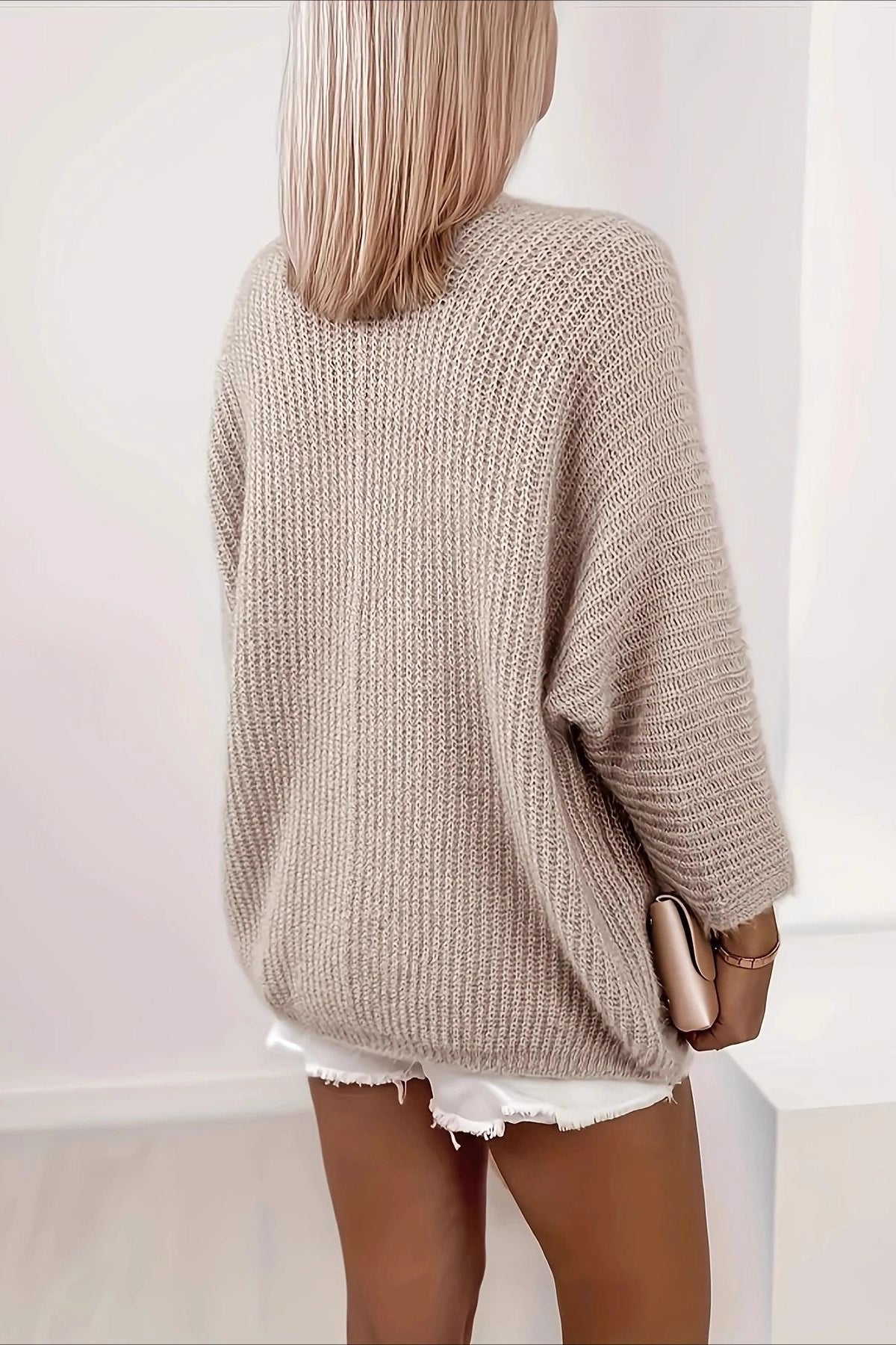 Puff-sleeve Knit Cardigan
