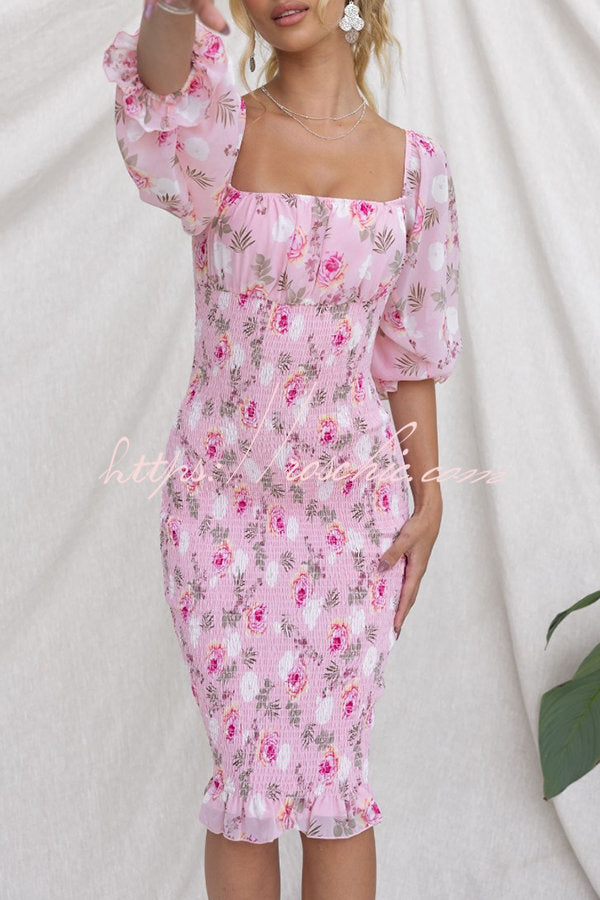 Midnight Beauty Smocked Midi Dress
